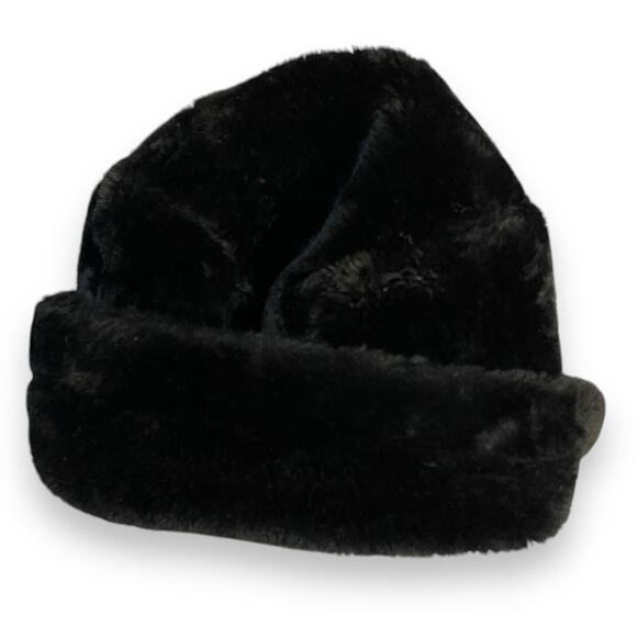 Slouchy Beanie Bucket Faux Fur Hat Unisex Black Casual Retro Academia Winter OS - Picture 8 of 8